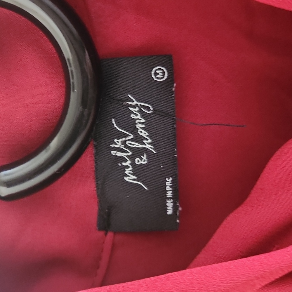 Milk & Honey Red Women's Top with Bow Corset Detail - Picture 2 of 6